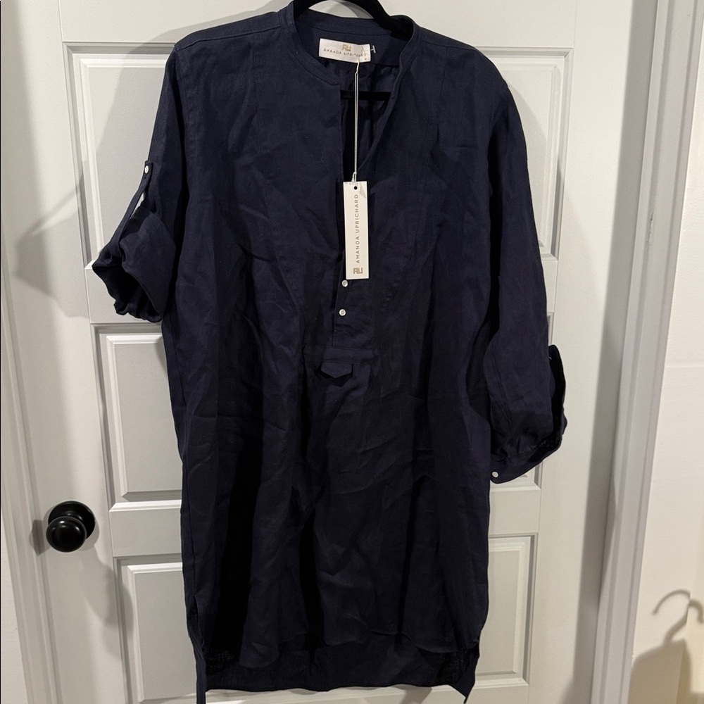 amanda uprichard french shirt dress in navy medium NWT